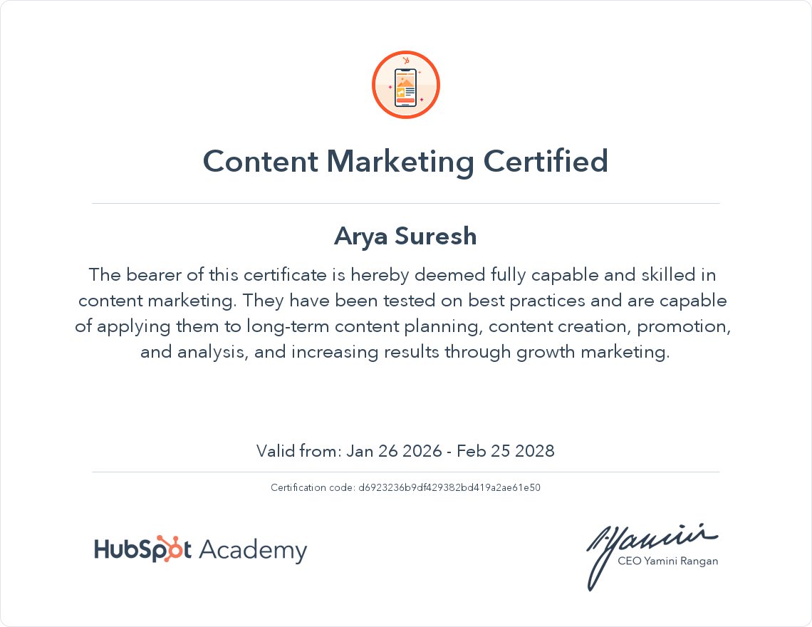 content marketing certificate